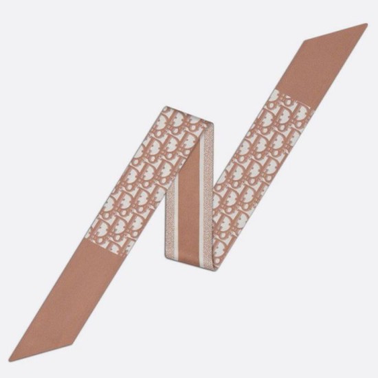Perfette Qualità Repliche Dior Oblique Mitzah Sciarpa Twill di Seta Rosa Imitazione