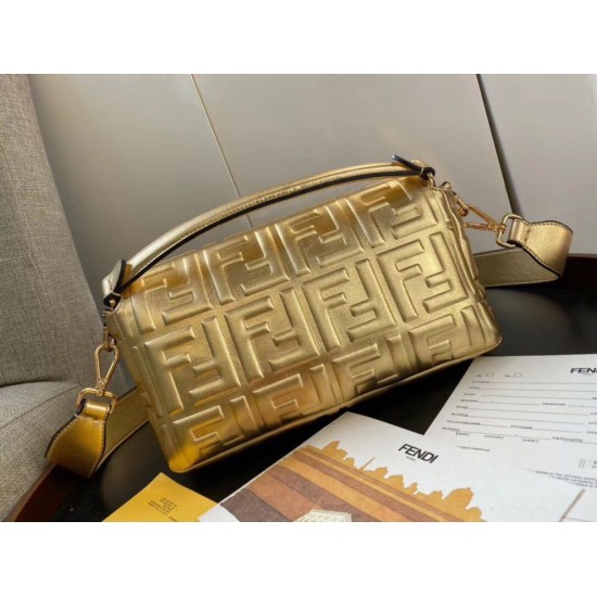 Miglior Falso Borsa media Baguette Fendi con motivo FF Oro Economiche Premium