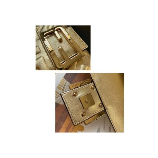 Miglior Falso Borsa media Baguette Fendi con motivo FF Oro Economiche Premium