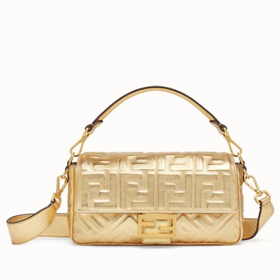 Miglior Falso Borsa media Baguette Fendi con motivo FF Oro Economiche Premium
