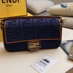 Perfette Qualità Repliche Borsa media Fendi Baguette blu denim Imitazione