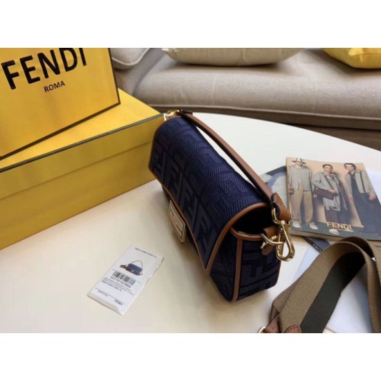 Perfette Qualità Repliche Borsa media Fendi Baguette blu denim Imitazione