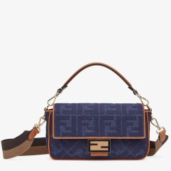 Perfette Qualità Repliche Borsa media Fendi Baguette blu denim Imitazione