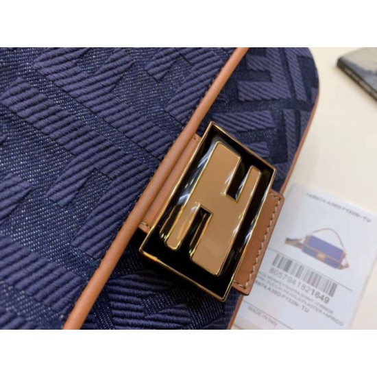 Perfette Qualità Repliche Borsa media Fendi Baguette blu denim Imitazione