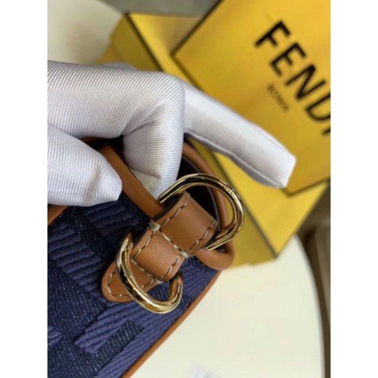 Perfette Qualità Repliche Borsa media Fendi Baguette blu denim Imitazione