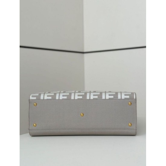 Replica perfetta Fendi Peekaboo-Tote Bag FF Grigio Imitazione Outlet Online