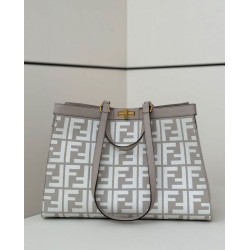 Replica perfetta Fendi Peekaboo-Tote Bag FF Grigio Imitazione Outlet Online