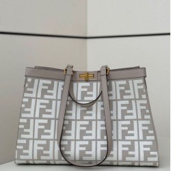 Replica perfetta Fendi Peekaboo-Tote Bag FF Grigio Imitazione Outlet Online
