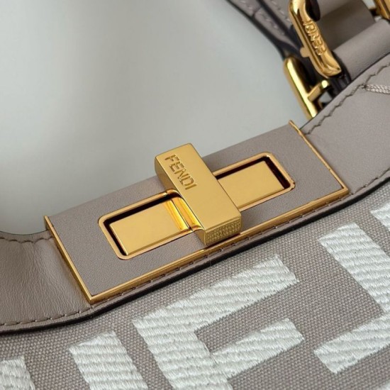 Replica perfetta Fendi Peekaboo-Tote Bag FF Grigio Imitazione Outlet Online