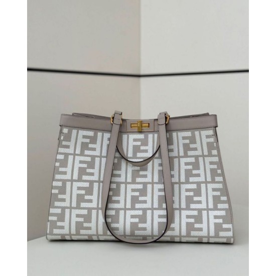 Replica perfetta Fendi Peekaboo-Tote Bag FF Grigio Imitazione Outlet Online