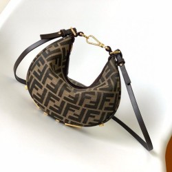Miglior Falso Fendi Fendigraphy Mini Bag Marrone FF Jacquard Fabric Economiche Premium