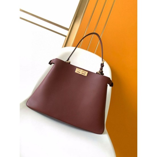 Miglior Falso Fendi Peekaboo Soft Large Bag Marrone Scuro Economiche Premium