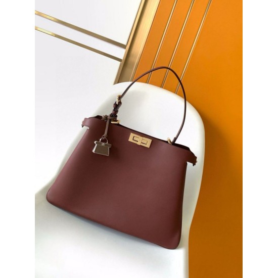 Miglior Falso Fendi Peekaboo Soft Large Bag Marrone Scuro Economiche Premium