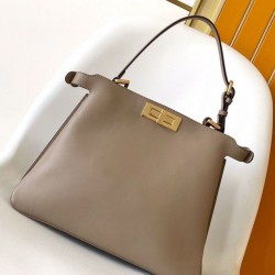 Perfette Qualità Repliche Fendi Peekaboo Soft Medium Bag Grigio Tortora Imitazione