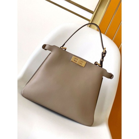 Perfette Qualità Repliche Fendi Peekaboo Soft Medium Bag Grigio Tortora Imitazione