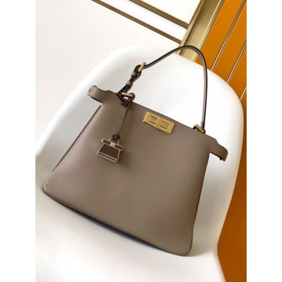 Perfette Qualità Repliche Fendi Peekaboo Soft Medium Bag Grigio Tortora Imitazione