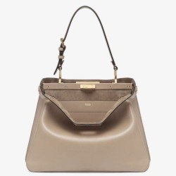 Perfette Qualità Repliche Fendi Peekaboo Soft Medium Bag Grigio Tortora Imitazione