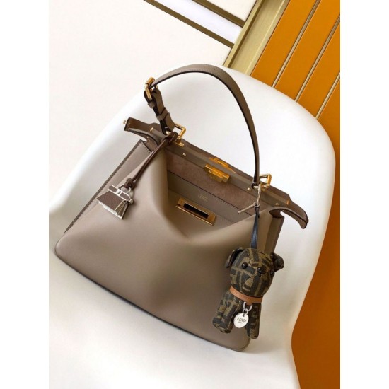 Perfette Qualità Repliche Fendi Peekaboo Soft Medium Bag Grigio Tortora Imitazione