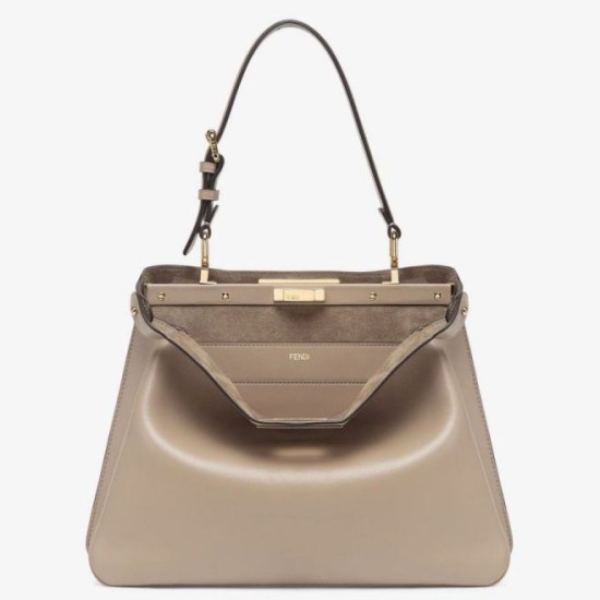 Perfette Qualità Repliche Fendi Peekaboo Soft Medium Bag Grigio Tortora Imitazione