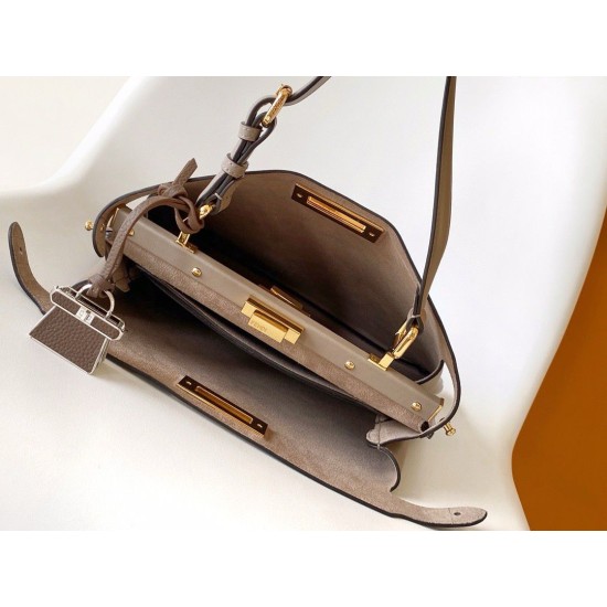 Perfette Qualità Repliche Fendi Peekaboo Soft Medium Bag Grigio Tortora Imitazione