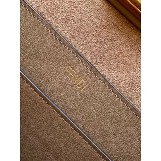 Perfette Qualità Repliche Fendi Peekaboo Soft Medium Bag Grigio Tortora Imitazione