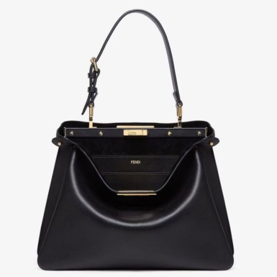 Perfette Qualità Repliche Fendi Peekaboo Soft Medium Bag Nero Imitazione
