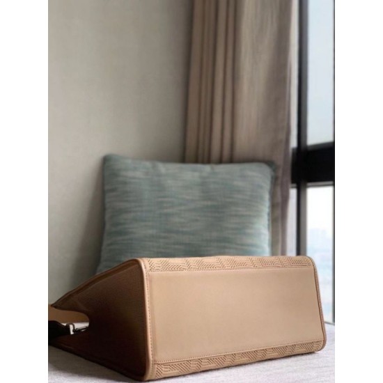 Migliore Repliche Borsa shopper media Sunshine Fendi Tessuto FF Beige Economiche Outlet Online