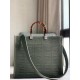 Replica perfetta Borsa shopper media Sunshine Fendi Tessuto FF Verde Imitazione Outlet Online