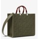 Replica perfetta Borsa shopper media Sunshine Fendi Tessuto FF Verde Imitazione Outlet Online