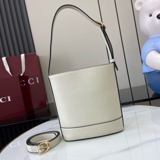 Replica perfetta Borsa a secchiello mini Gucci 73 833665 Bianca Imitazione Outlet Online
