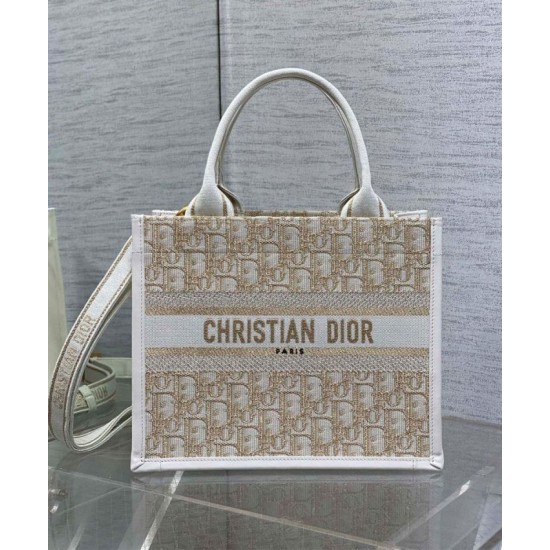Replica perfetta Borsa Dior Book Tote piccola color crema Imitazione Outlet Online