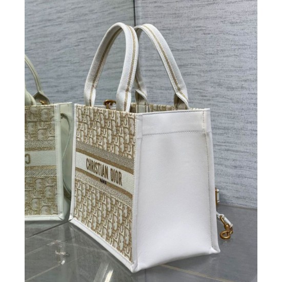Replica perfetta Borsa Dior Book Tote piccola color crema Imitazione Outlet Online