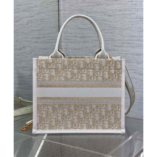 Replica perfetta Borsa Dior Book Tote piccola color crema Imitazione Outlet Online