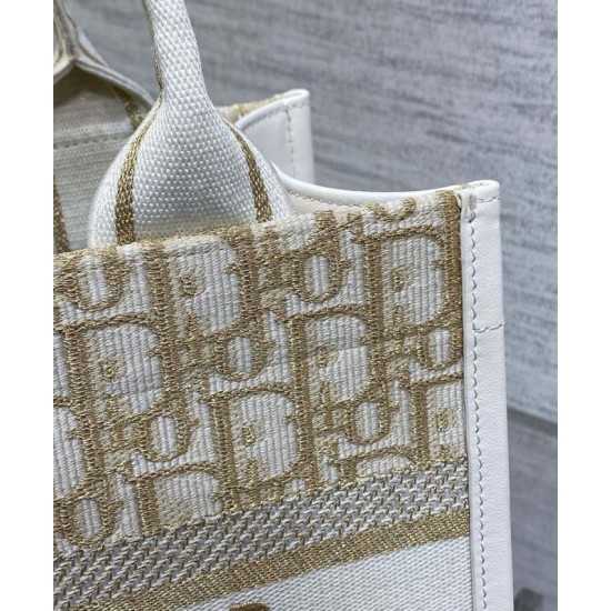 Replica perfetta Borsa Dior Book Tote piccola color crema Imitazione Outlet Online