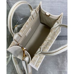 Replica perfetta Borsa Dior Book Tote piccola color crema Imitazione Outlet Online