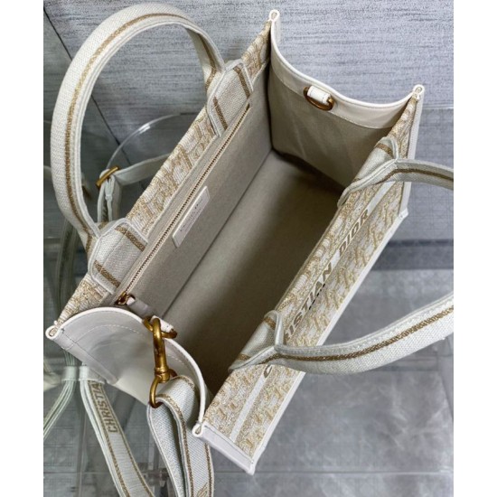 Replica perfetta Borsa Dior Book Tote piccola color crema Imitazione Outlet Online