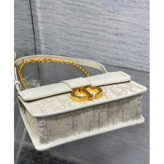 Migliore Repliche Dior 30 Montaigne East-West Bag Dior Oblique denim con catena Cream Economiche Outlet Online