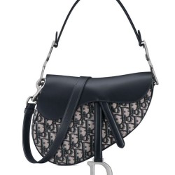 Migliore Repliche Borsa Dior Saddle con tracolla Blu scuro Economiche Outlet Online