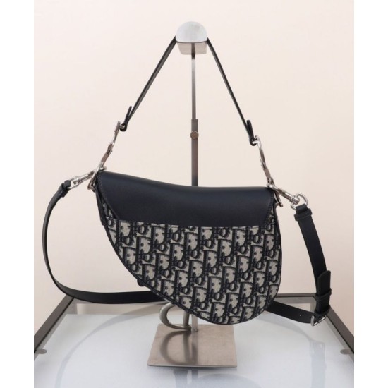 Migliore Repliche Borsa Dior Saddle con tracolla Blu scuro Economiche Outlet Online