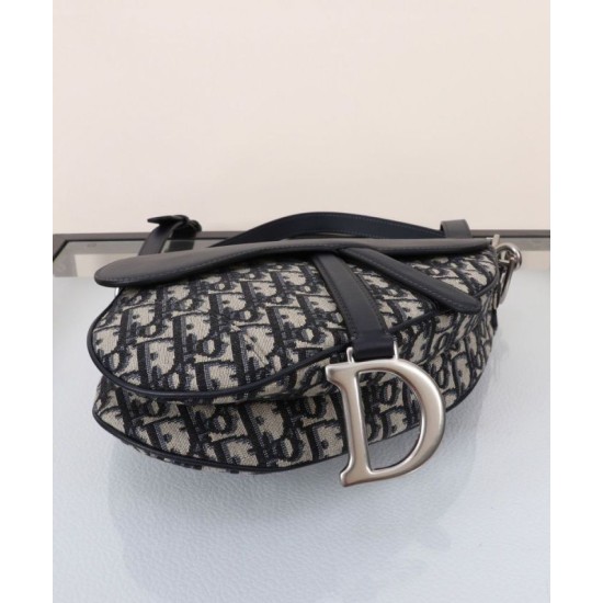 Migliore Repliche Borsa Dior Saddle con tracolla Blu scuro Economiche Outlet Online