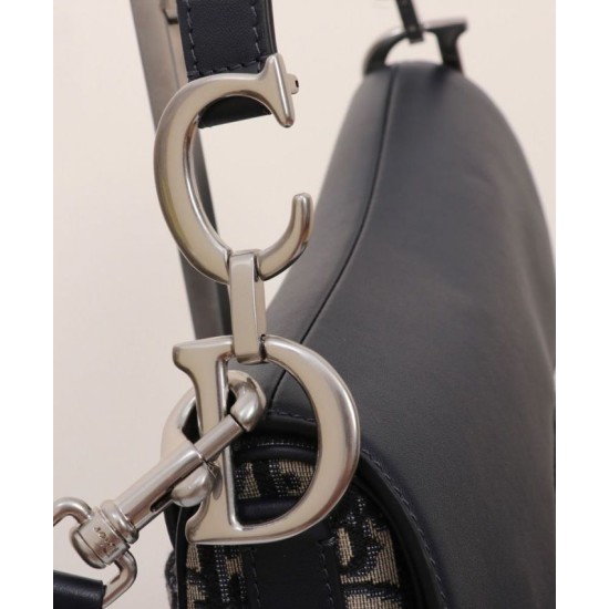 Migliore Repliche Borsa Dior Saddle con tracolla Blu scuro Economiche Outlet Online