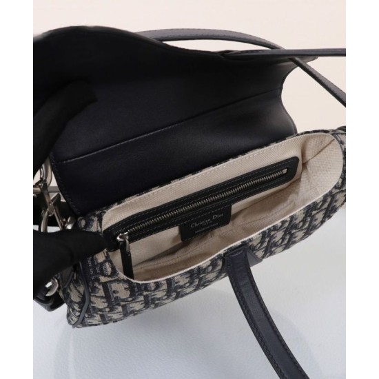 Migliore Repliche Borsa Dior Saddle con tracolla Blu scuro Economiche Outlet Online