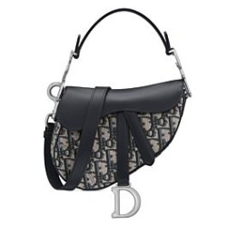 Migliore Repliche Borsa Dior Mini Saddle con tracolla Blu scuro Economiche Outlet Online