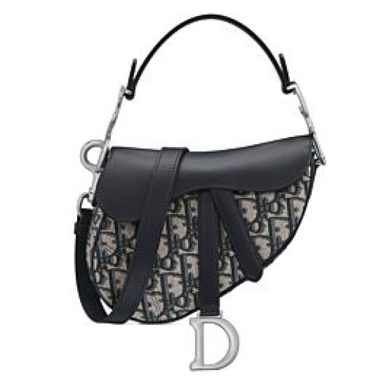 Migliore Repliche Borsa Dior Mini Saddle con tracolla Blu scuro Economiche Outlet Online