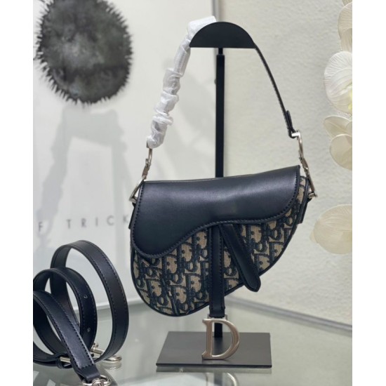 Migliore Repliche Borsa Dior Mini Saddle con tracolla Blu scuro Economiche Outlet Online