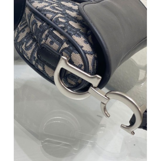 Migliore Repliche Borsa Dior Mini Saddle con tracolla Blu scuro Economiche Outlet Online