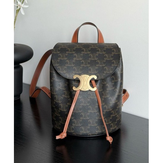 Replica perfetta Zaino Celine Celine Bonnie Triomphe Canvas Coffee Imitazione Outlet Online