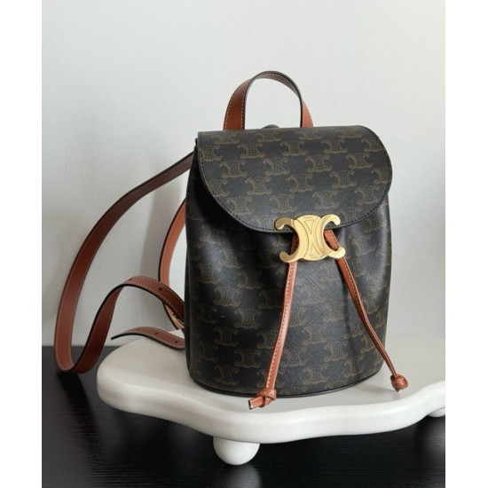 Replica perfetta Zaino Celine Celine Bonnie Triomphe Canvas Coffee Imitazione Outlet Online