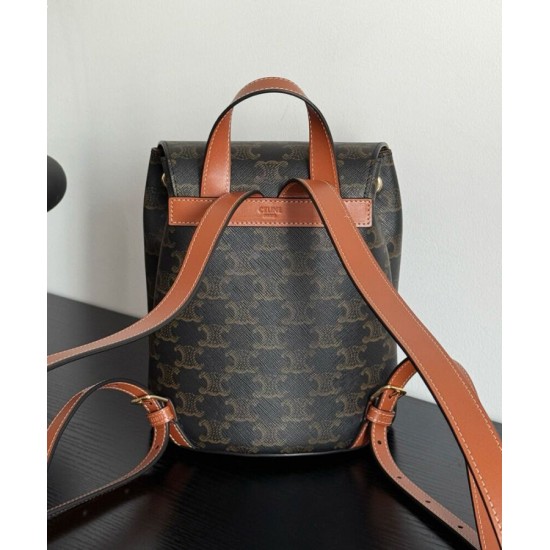 Replica perfetta Zaino Celine Celine Bonnie Triomphe Canvas Coffee Imitazione Outlet Online
