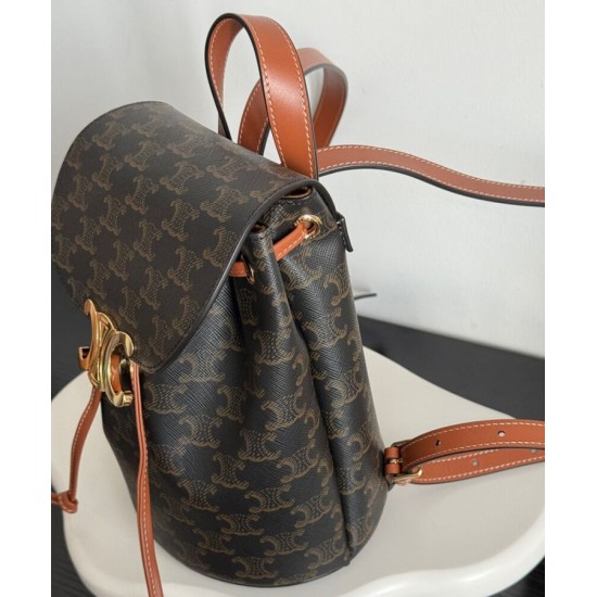 Replica perfetta Zaino Celine Celine Bonnie Triomphe Canvas Coffee Imitazione Outlet Online
